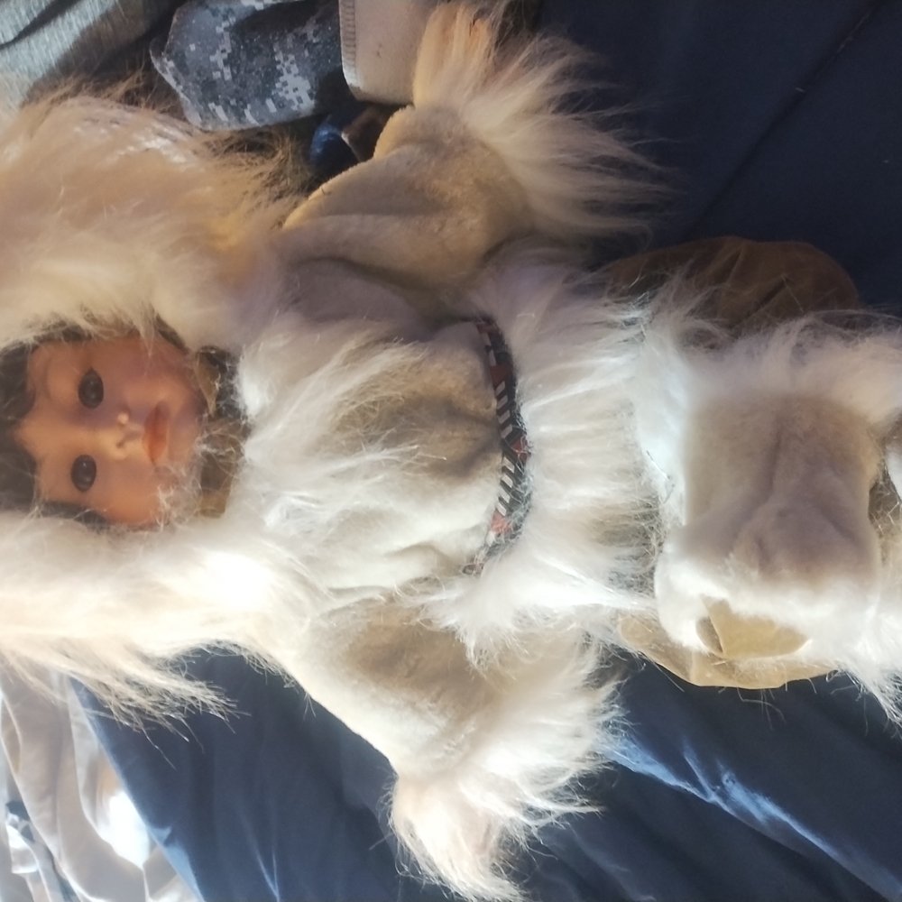 Adorable Tan and White Eskimo Doll